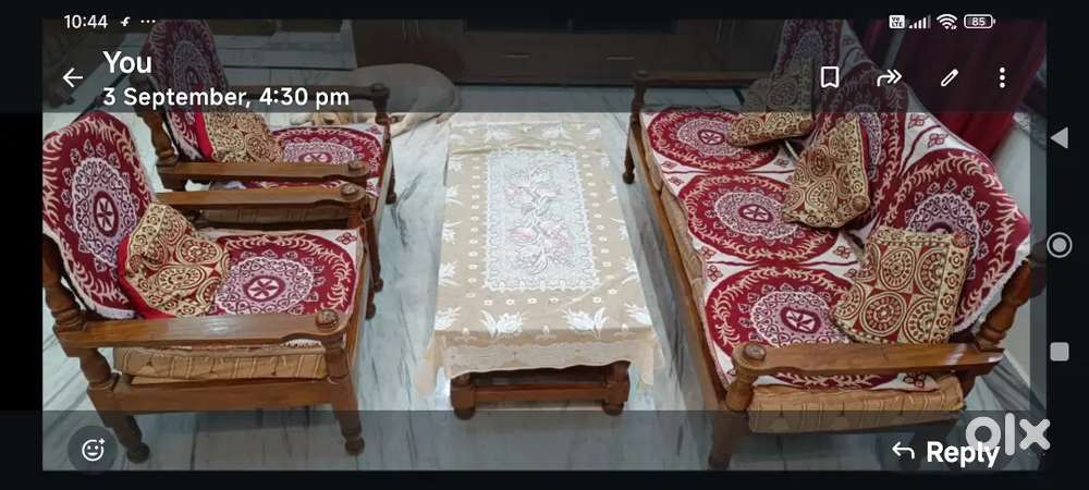 Five seater wooden sofa set with center table