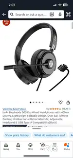 boAt Bassheads 900 Pro Headphones with Mic | Foldable | USB Type-A