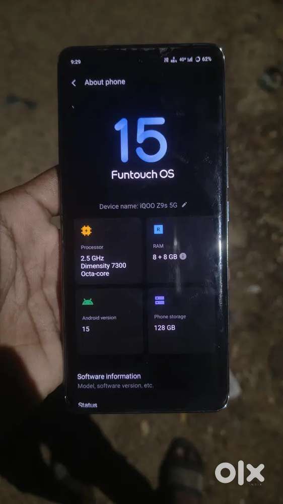 iQOO z9s 5g model 4 months old original charger bill box available