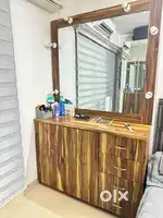 Solid wood Dresser and Storage cupboard with huge Vanity Lights Mirror