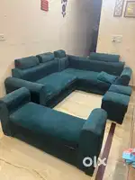 L shape sofa set (5seater + 2 puffy + table + settee)