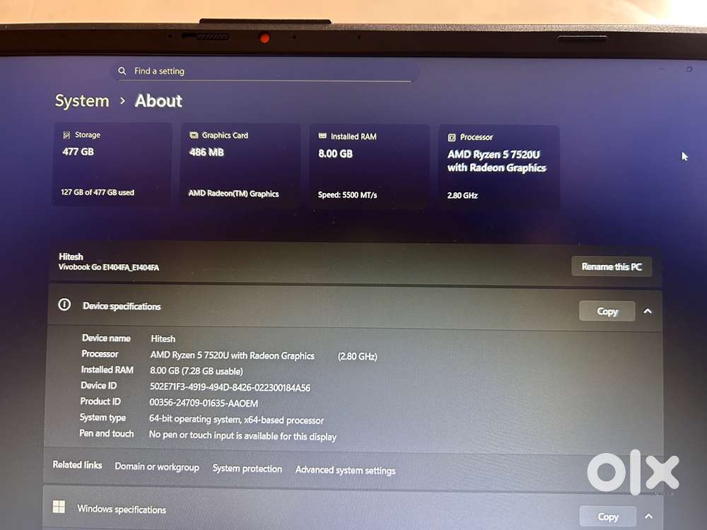 Rarely used 1 year old Asus Vivobook 14