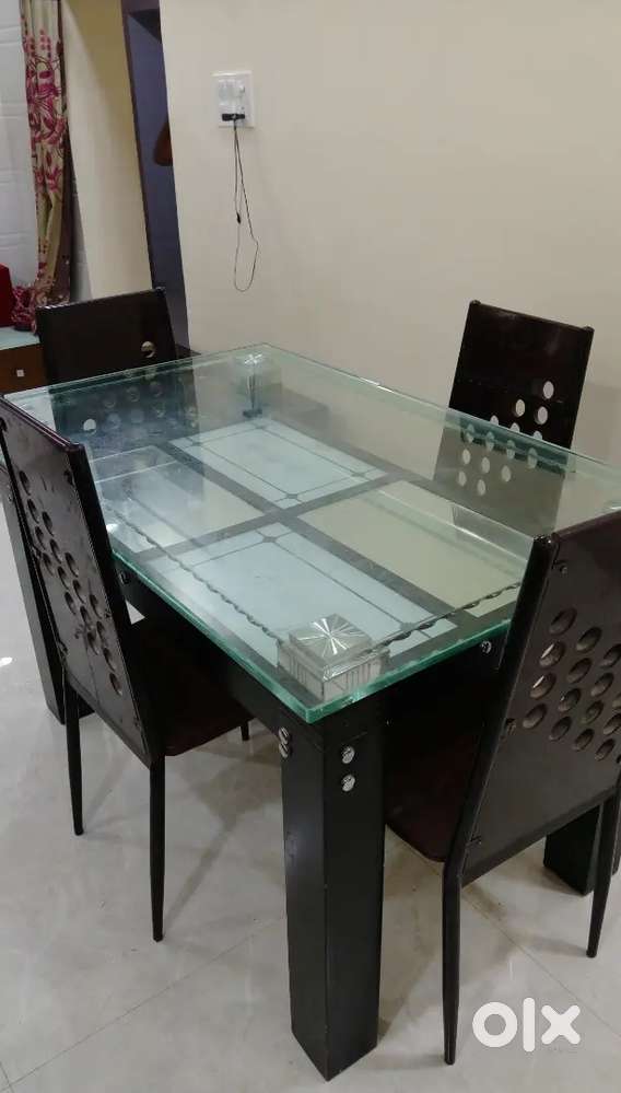 4 Chair and Glass top dining table