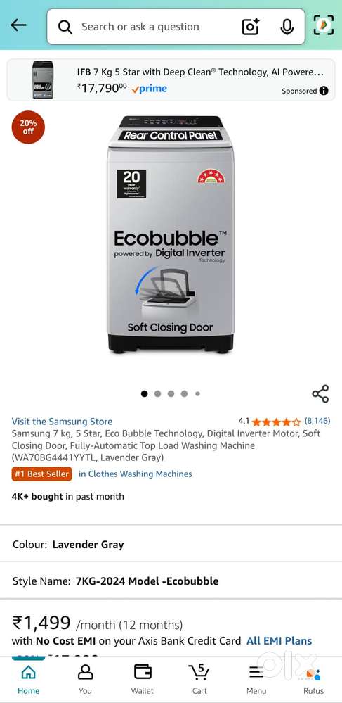 Samsung washing machine 7kg