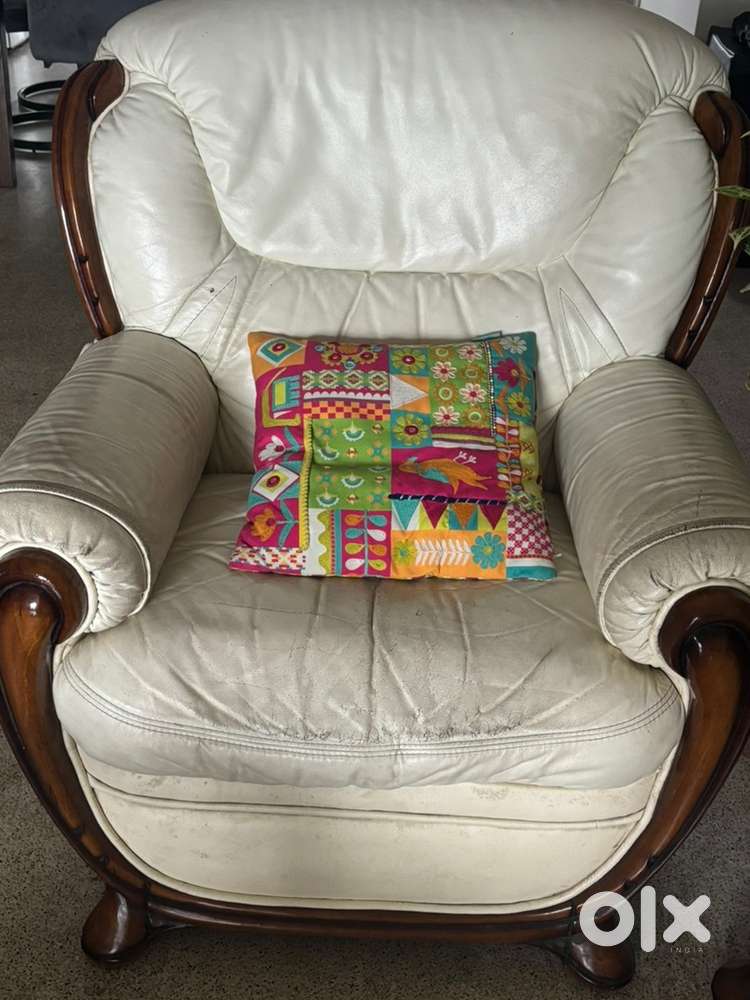 Wooden leather sofa