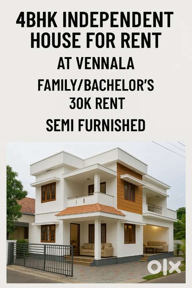 4bhk Semi Furnished Independent house for rent at Vennala