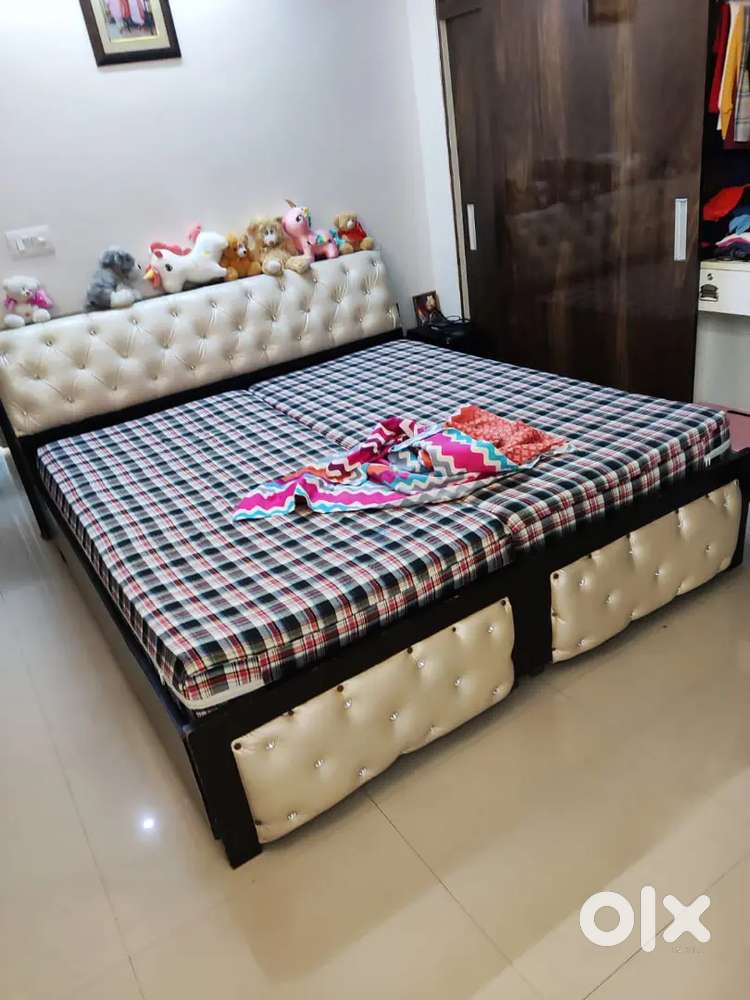 King size Double bed with cushion backrest - high quality