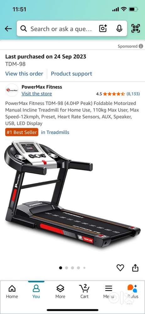 Unused Treadmill PowerMax Fitness