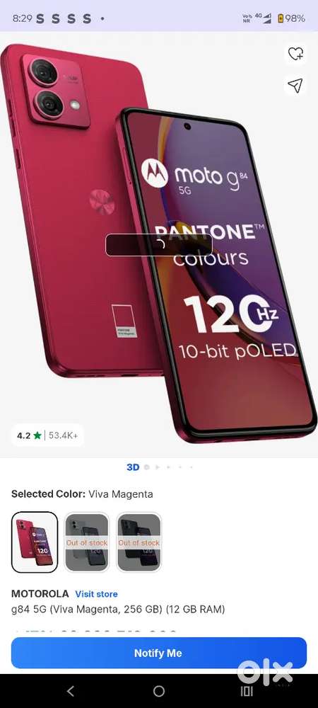 Moto G84 5G Ram 12 GB Rom 256 GB