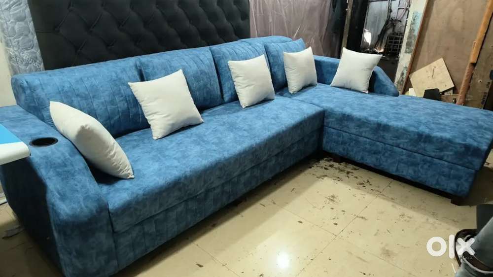 L Shape Sofa Blue