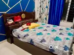 1. Hydralic Bed with luxury mattress.  2. 4th door Almirah & Mirror