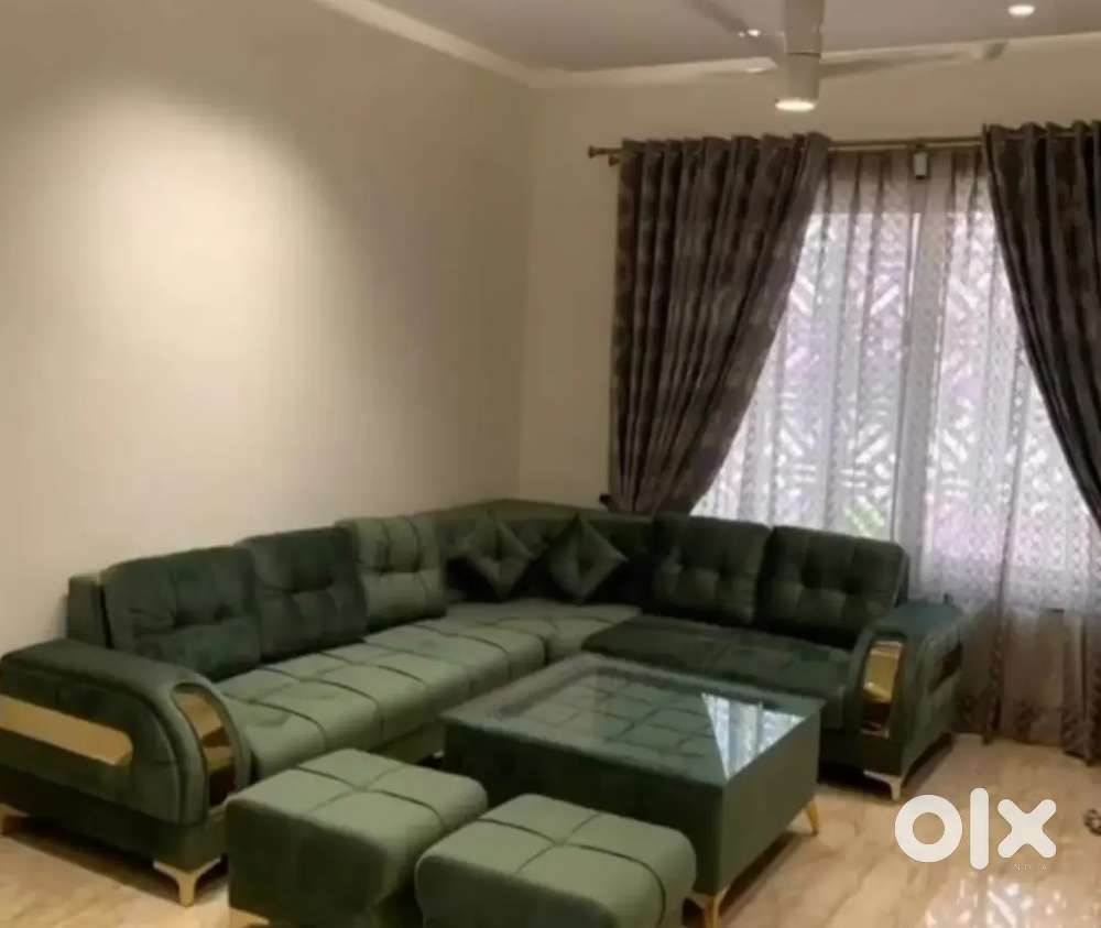 L shape sofa set with designing handle with beautiful colour