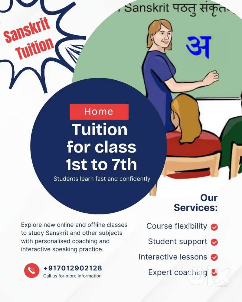 Tution for sanskrit and other subjects expet english and maths