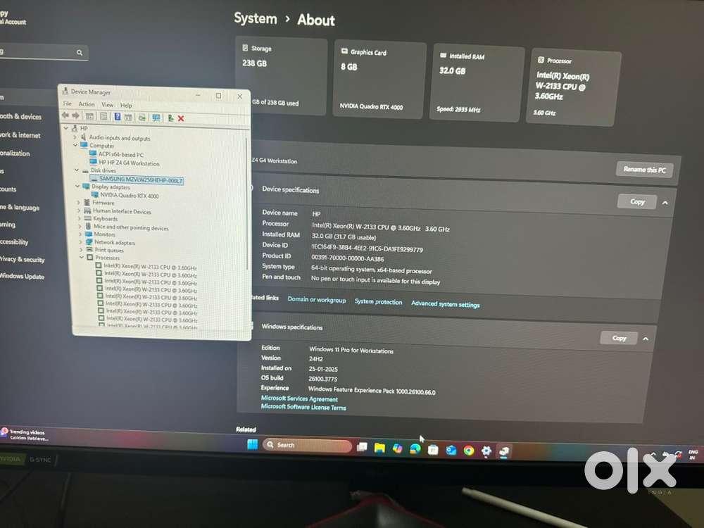 HP Z4 G4 Workstation - Xeon W- 2133, 32GB RAM, Quadro RTX 4000 8GB