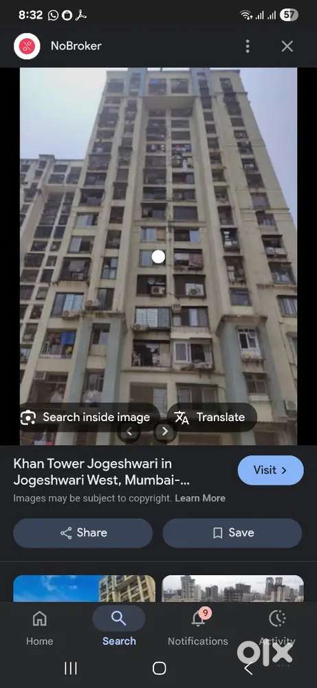 An airy Huge 1 bhk , specious flat in B wing...An oc received tower ,