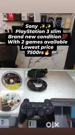 Sony ps 3 slim brand new condition with 2 games lowest price
