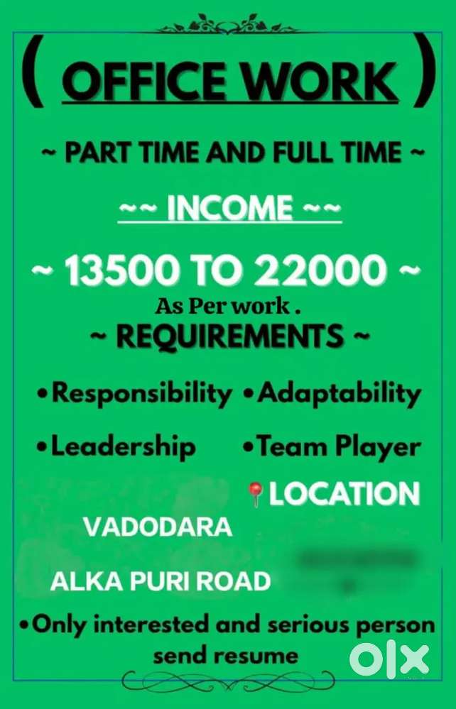 Vecancy available office work