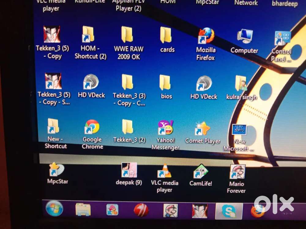 Computer setup Dell monitor PC and CPU and gaming keyboard mouse light