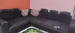 L shape sofa with a premium quality in black and grey colour