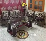 Sofa set with glass table