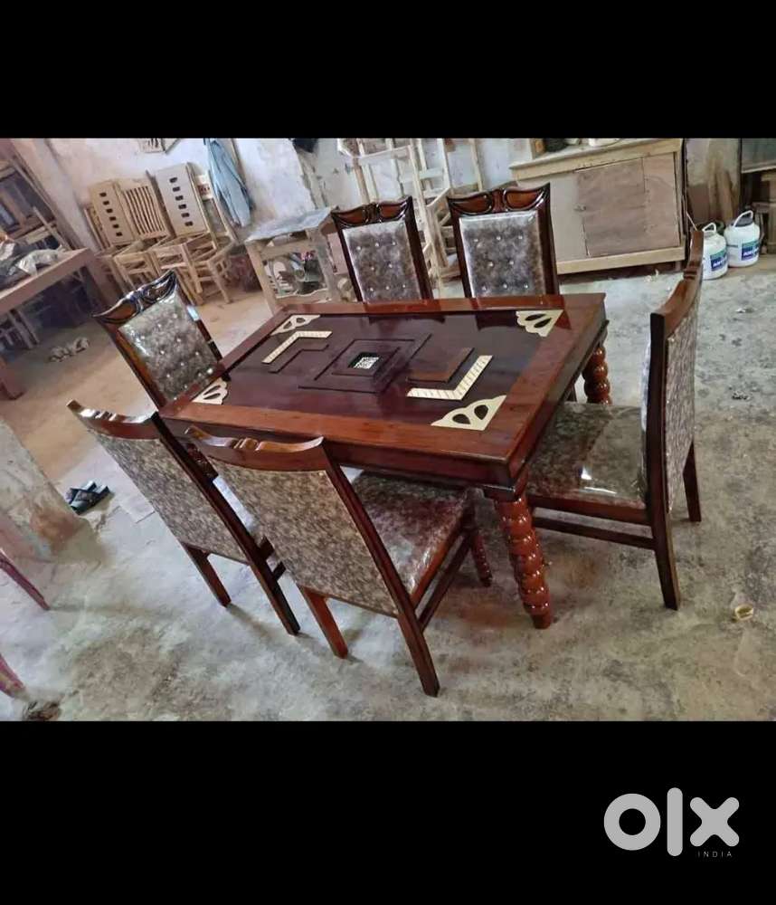 DINNING TABLE WITH GLASS & 6 CHAIRS IN N.Z FURNITURE AFFORDABLE PRICE