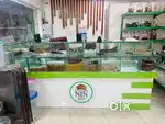 Glass containers with shop counter