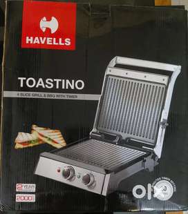 Havells 4 slice Grill and BBQ with timer, sandwich maker