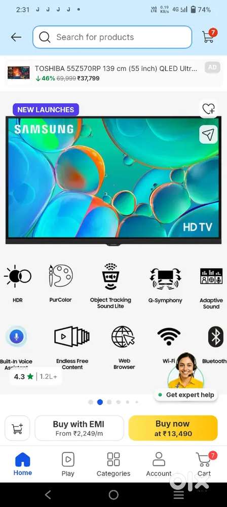 Tv 32 inch samsang smart tv