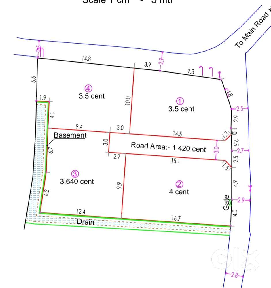 500 MTR from Peroorkada jn house plot sale 12.5 Lakhs Cent lorry site