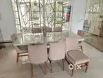 8 Dining chairs, Pink microfiber