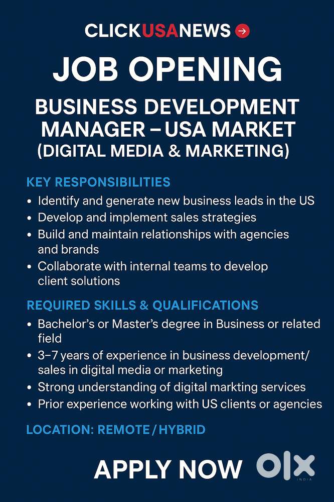 Business Development Manager – USA Market (Digital Media & Marketing)