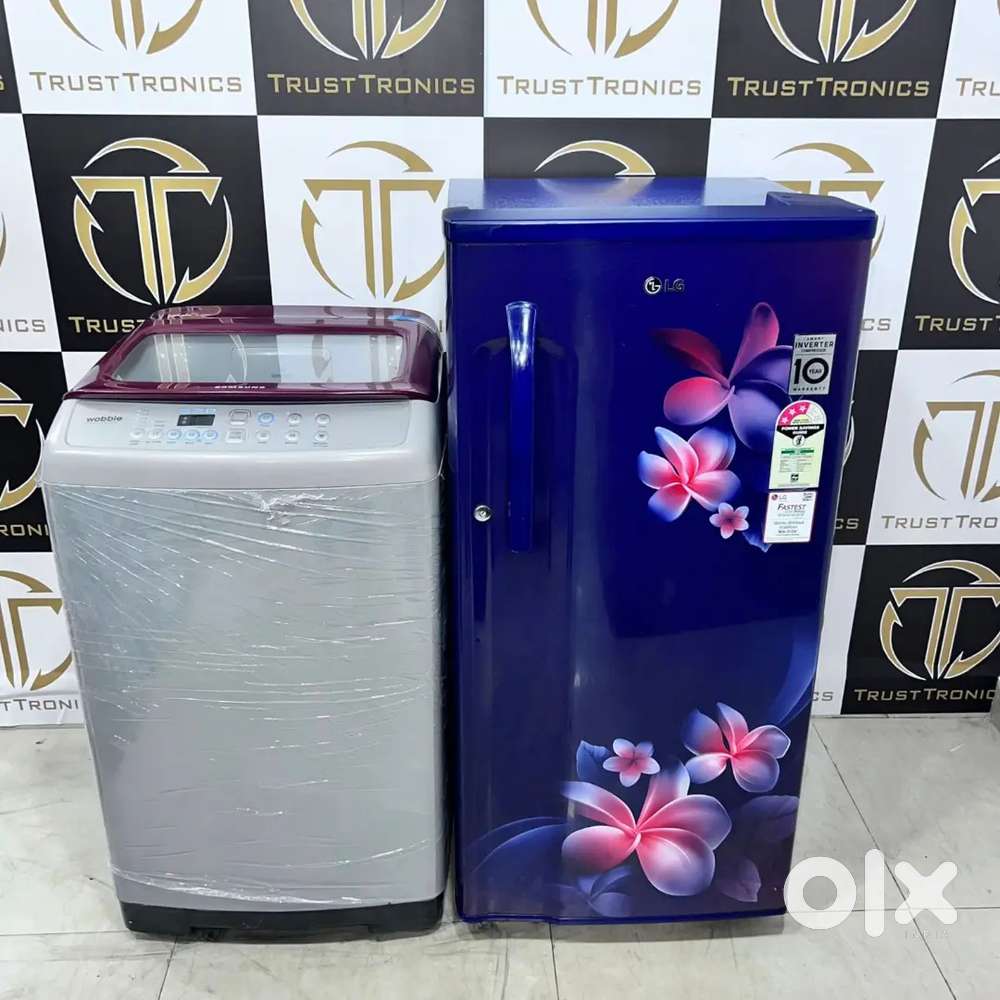Lg smart inverter single door fridge& Samsung topload washing machine