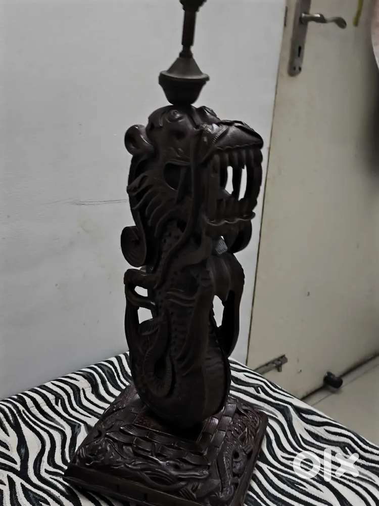 Custom and hand made pure walnut wood lamp from Kashmir