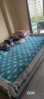 Box bed with storage made of teakwood with matress