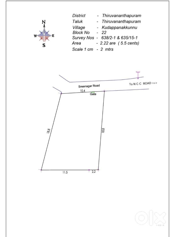 5.5 cent plot sree nagar NCC road