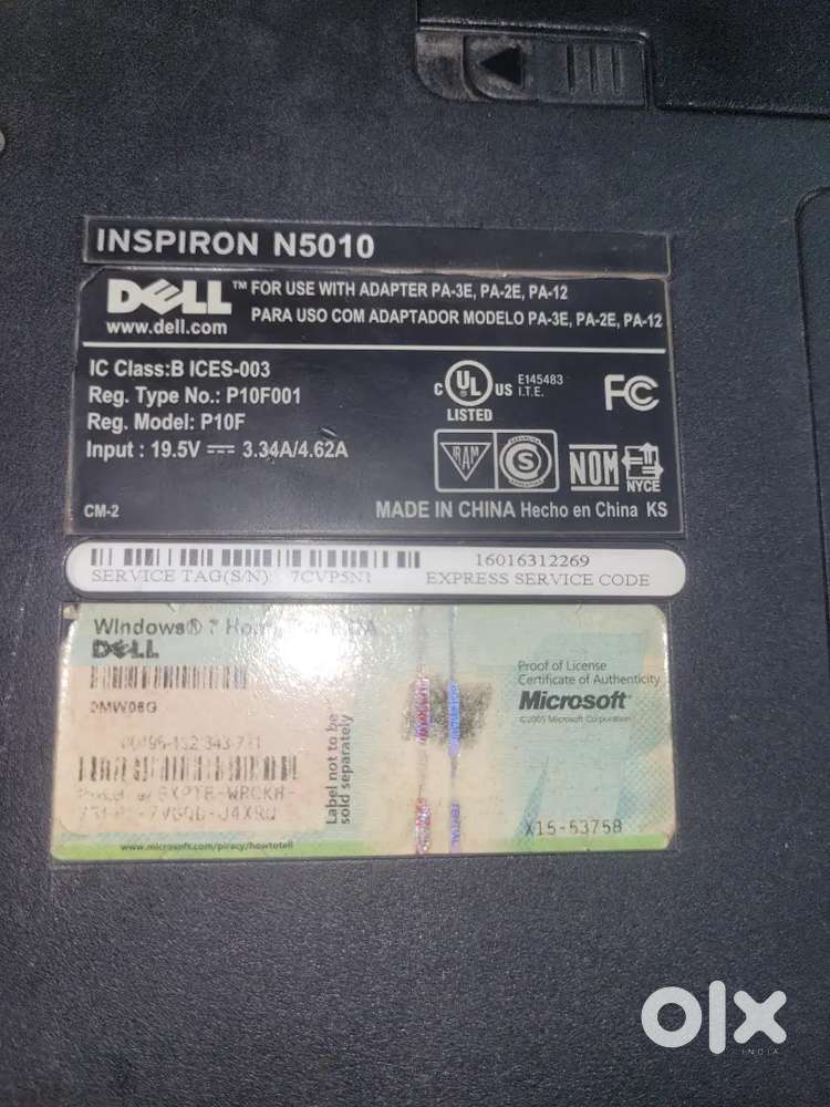 Dell Inspiron N5010 Core i3 window 7