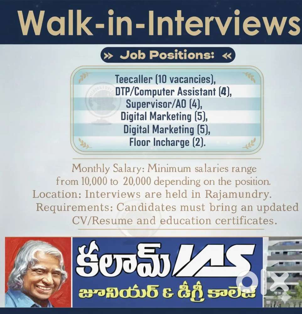 multiple job vacancies rajamundry East Godavari