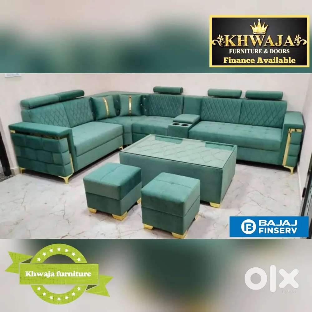 Khwaja furniture. Luxury L corner sofa. Bajaj finance available.