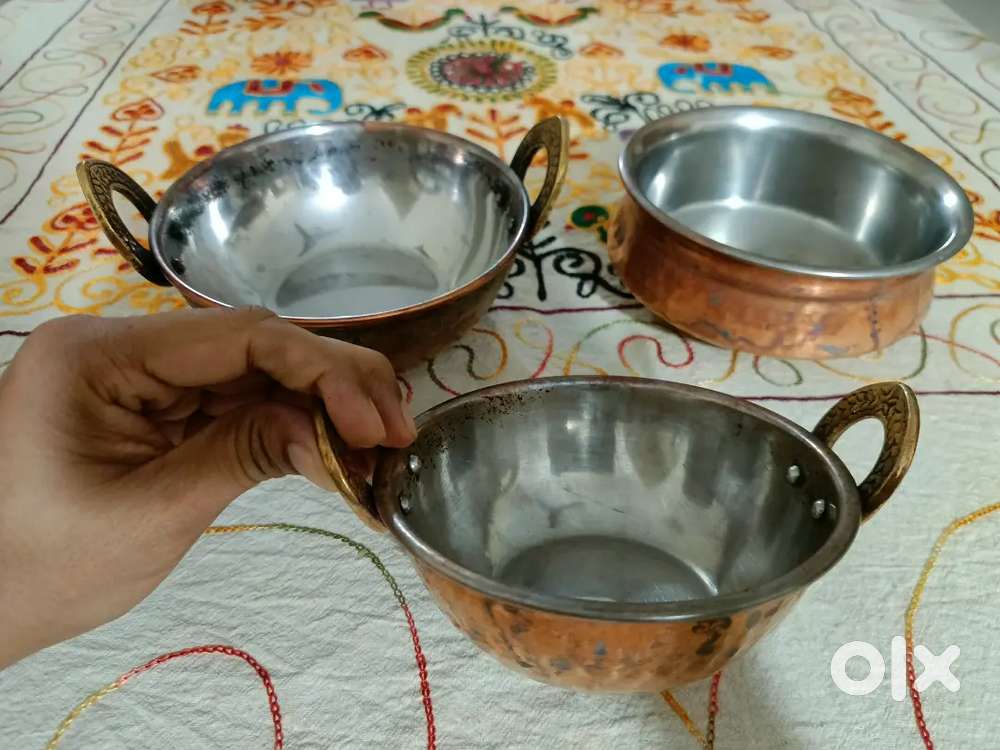 Copper bottom heavy serving bowls
