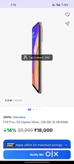 Oppo f19 pro 5g 8 128w