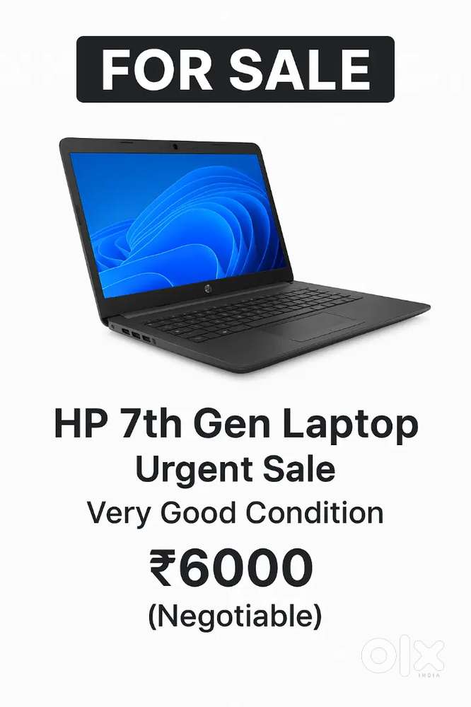 “HP 7th Gen Laptop  Sale  Very Good Condition – ₹7000 (Negotiable)”