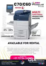 Rental Xerox C70/C60 Machine
