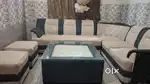 L shape 5+2  sofa set with two puffy one table