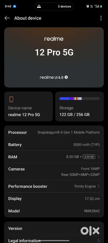 Realme 12 pro (8gb ram+256internal)