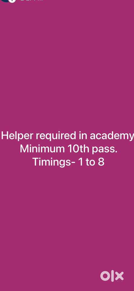 Office assistant required in a coaching centre.