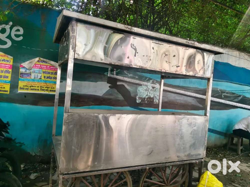 Steel Food cart for sale 2 burners attached