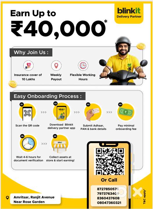 HIRING FOR BLINKIT RIDER