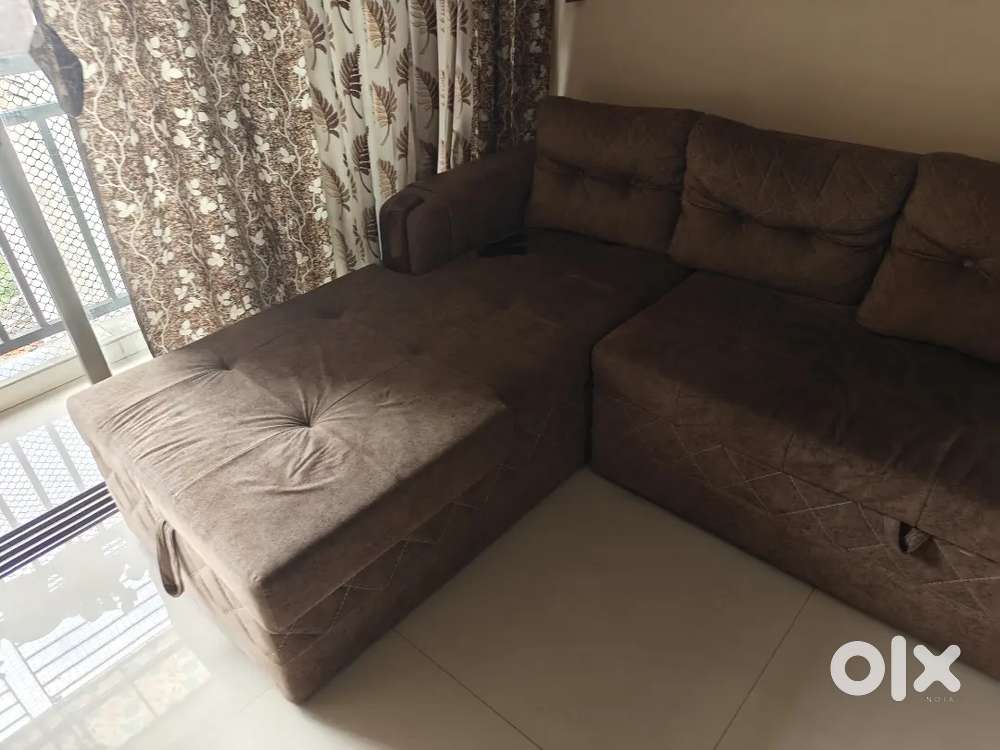 L shape sofa cum bed set
