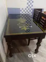 Glass top dining table with 6 chairs very good condition