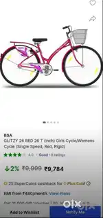 Bsa glitzy 26t Girls/women cycle- excellent condition